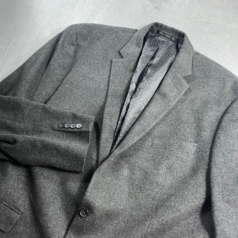 Lauren Ralph Lauren Mens 48L Gray Wool Silk Cashmere 2 Button Blazer Sport Coat